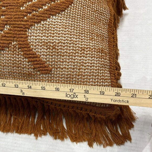 Botanical Embroidered Square Throw Tassel Elav Pillow 18" Boho Beach Cottage 2PK - Picture 9 of 10